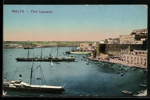 AK Fort Lascaris / Malta, Hafenbild