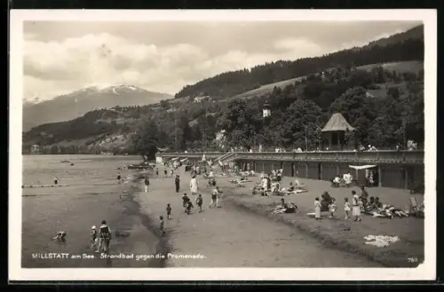 AK Millstatt am See, Strandbad gegen die Promenade