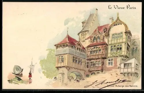 Künstler-AK Paris, Exposition universelle de 1900, Entrée, Auberge des Nations