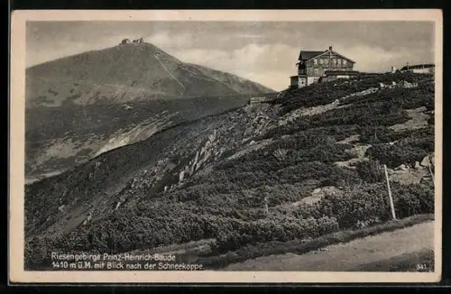 AK Prinz Heinrich-Baude im Riesengebirge, Blick nach der Schneekoppe