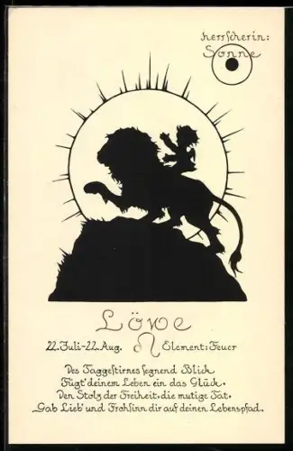 AK Sternzeichen Löwe, Herrscher: Sonne