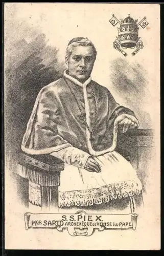 AK Papst Pius X., Portrait, Tiara