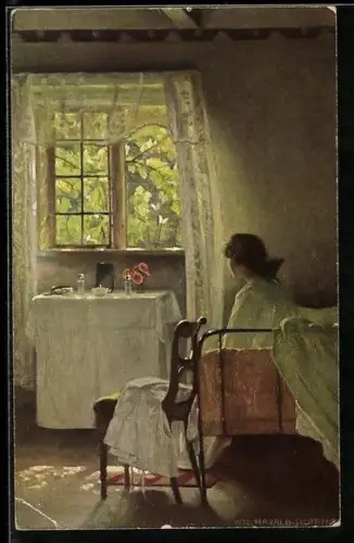 Künstler-AK sign. H. Slott-Moller: Morgenstimmung, Dänische Kunst