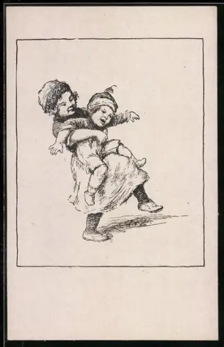 Künstler-AK Ludwig von Zumbusch: Kinder spielen miteinander