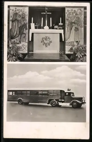 AK Königstein, Missionswagen der Ostpriesterhilfe und Vaterhaus der Heimatvertriebenen