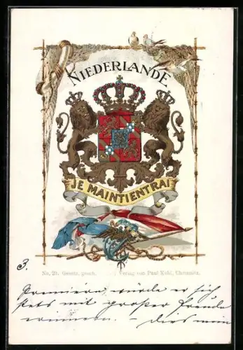 AK Wappen der Niederlande Je Maintientrai