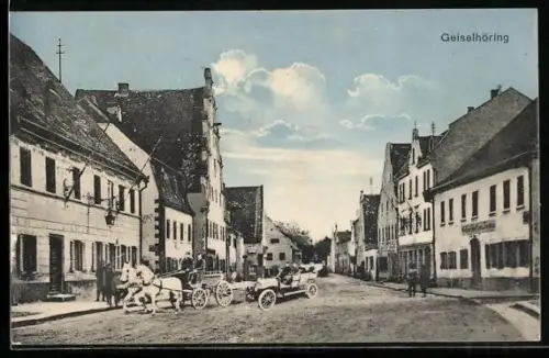 AK Geiselhöring, Strassenpartie mit Kutsche und Gasthof