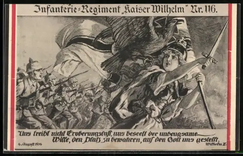 AK Königl. Reserve-Infanterie-Regiment Nr. 59, Germania führt Soldaten in die Schlacht