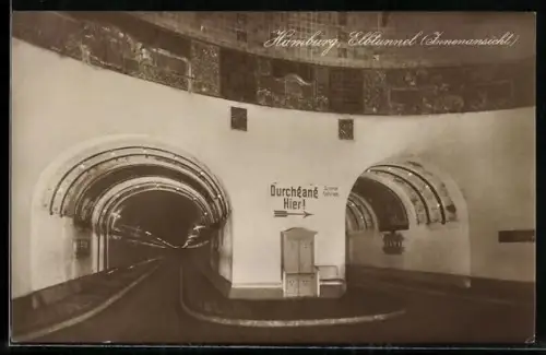 AK Hamburg-St. Pauli, Elbtunnel, Innenansicht