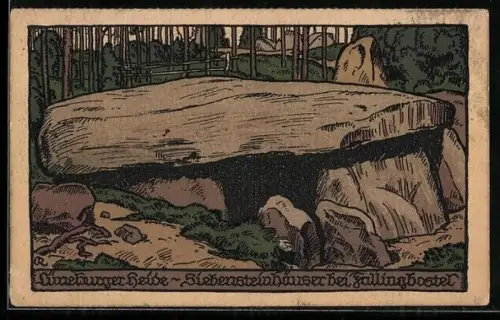 Steindruck-AK Fallingbostel /Lüneburger Heide, Siebensteinhäuser