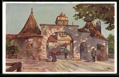Künstler-AK Karl Mutter: Rothenburg o. T., Roederthor im Sonnenschein