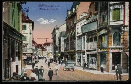 AK Mulhouse, Rue du Sauvage et Plae de la Victoire