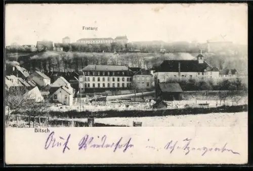 AK Bitsch, Ortsansicht mit Festung