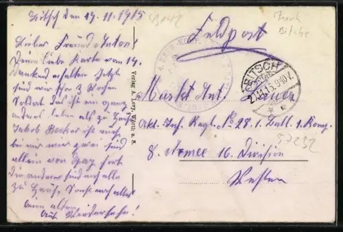 AK Bitsch, Ortsansicht mit Festung