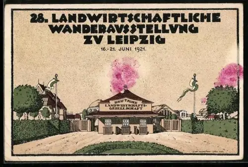 AK Leipzig, 28.Landwirtschaftliche Wanderausstellung 1921, Blick auf die deutsche Landwirtschaftsgesellschaft
