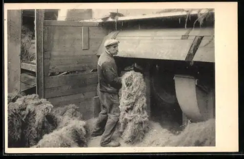 AK Kloddenzwingelen, Arbeiter bei der Flachsherstellung, Landwirtschaft