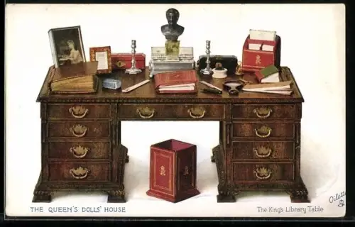 Künstler-AK Raphael Tuck & Sons Nr. 4501: the Queens Doll House, the Kings Libary table