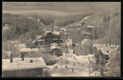 AK Schreiberhau /Mariental, Ortsansicht im Winter