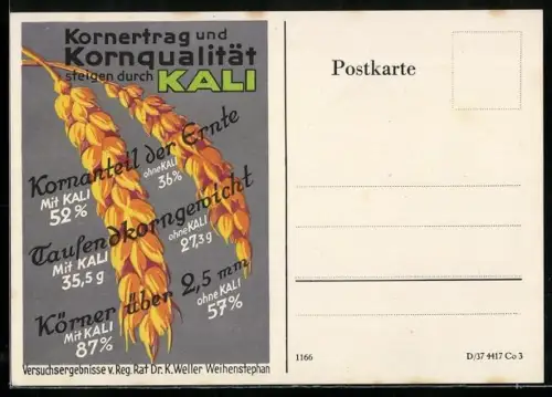 AK Reklame für Kali-Dünger, Getreide