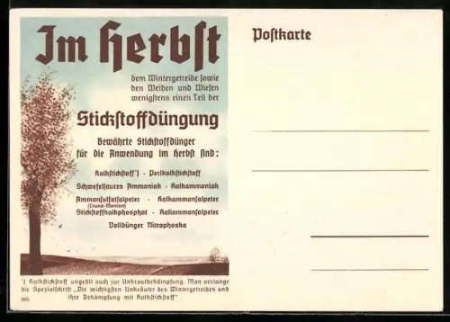 AK Reklame Im Herbst Stickstoffdüngung