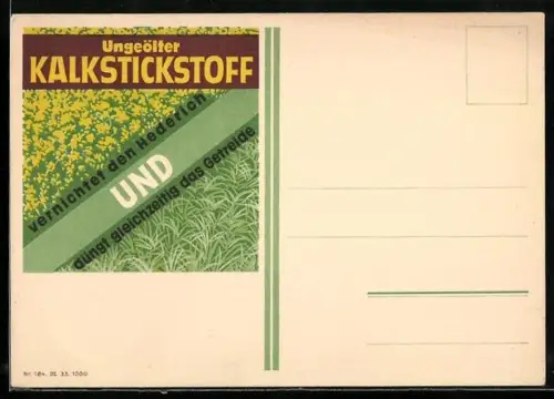 AK Reklame für Kalkstickstoff-Dünger, vernichtet Hederich und düngt Getreide