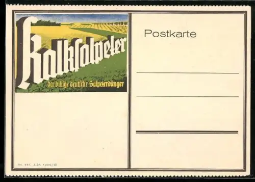 AK Reklame für Salpeterdünger, Kalksalpeter, Getreidefeld
