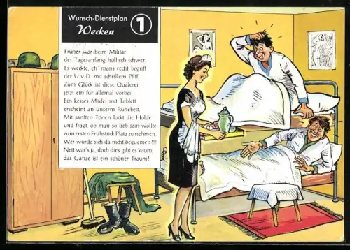 AK Wunsch-Dienstplan, Wecken, Bundeswehrsoldaten bekommen Frühstück ans Bett