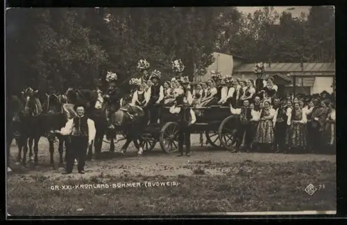 AK Festzug zur Kaiserhuldigung, Gruppe XXI Budweis