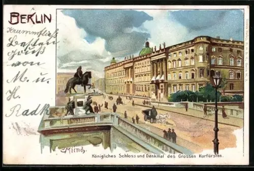 Künstler-AK Carl Münch: Berlin, Königliches Schloss und Denkmal
