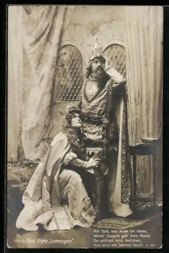 AK Aus der Oper Lohengrin, Frau bettelt Parsival an