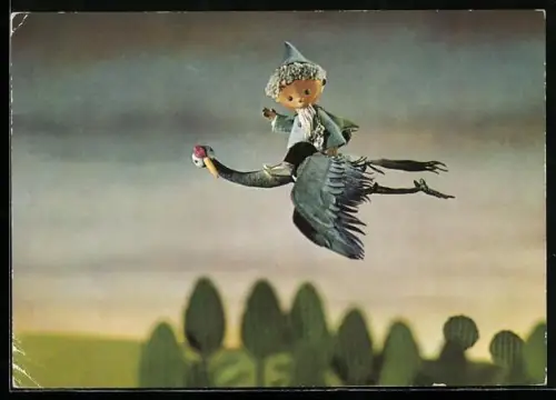 AK Sandmännchen auf der Reise zum Aschenbrödel