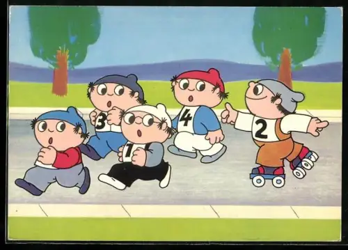 AK Mainzelmännchen beim Wettlauf