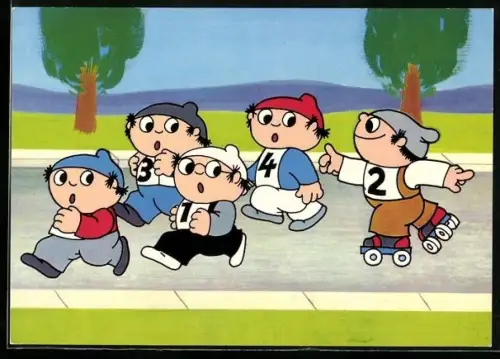 AK Mainzelmännchen beim Wettlauf