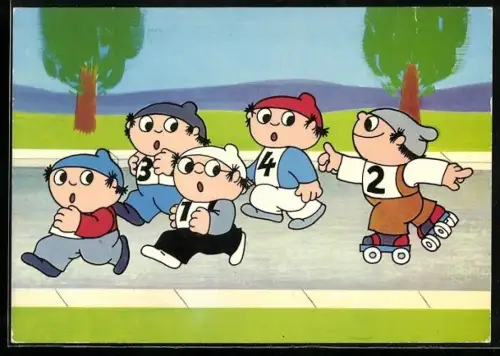 AK Mainzelmännchen beim Wettlauf