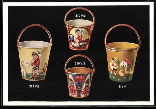 AK Blechspielzeug, verschiedene Eimer