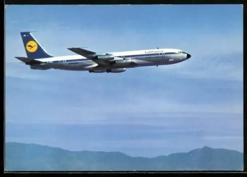 AK Boeing 707 Intercontinental der Lufthansa in der Luft
