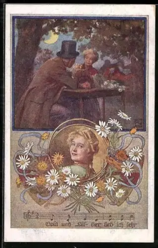 Künstler-AK Karl Friedrich Gsur, Deutscher Schulverein NR 1066: Älteres Paar