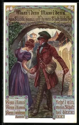 AK Wanderer verlässt seine Liebste und geht auf Reisen