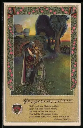AK Deutscher Schulverein NR: Ritter mit geliebter Frau