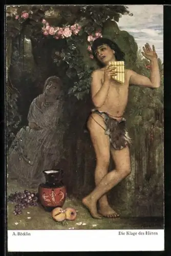 Künstler-AK Arnold Böcklin: Die Klage des Hirten, Singender Knabe und Mädchen