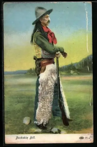 AK Buckskin Bill mit Hut und Gewehr