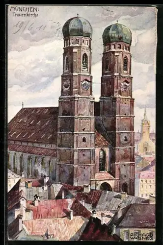 Künstler-AK Richard Wagner: München, An der Frauenkirche