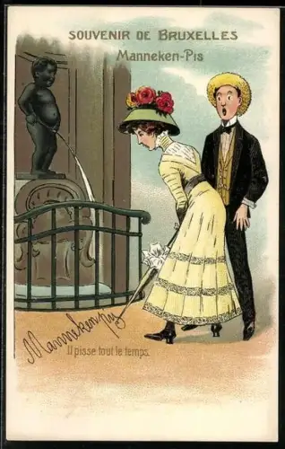 AK Bruxelles, Pärchen beim Manneken-Pis