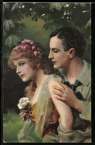 AK Mann schenkt seiner Liebsten eine weisse Rose