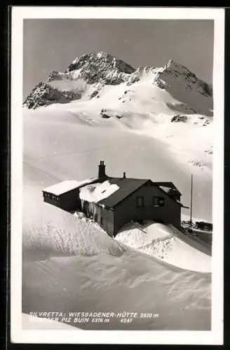 AK Wiesbadener-Hütte, Aussicht hoch zum Grossen Piz Buin