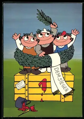 AK ZDF Mainzelmännchen bei der Siegerehrung