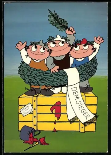 AK ZDF Mainzelmännchen bei der Siegerehrung