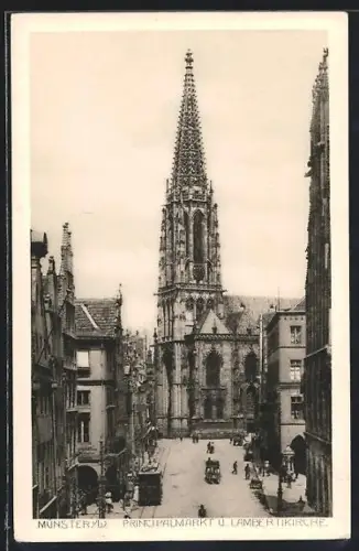 AK Münster i. W., Principalmarkt und Lambertikirche