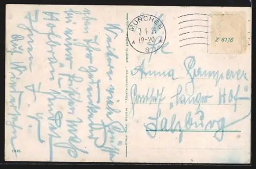 AK München, Partie am Odeonsplatz mit Strassenbahn