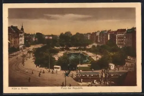 AK Köln a. Rhein, Platz der Republik mit Strassenbahn